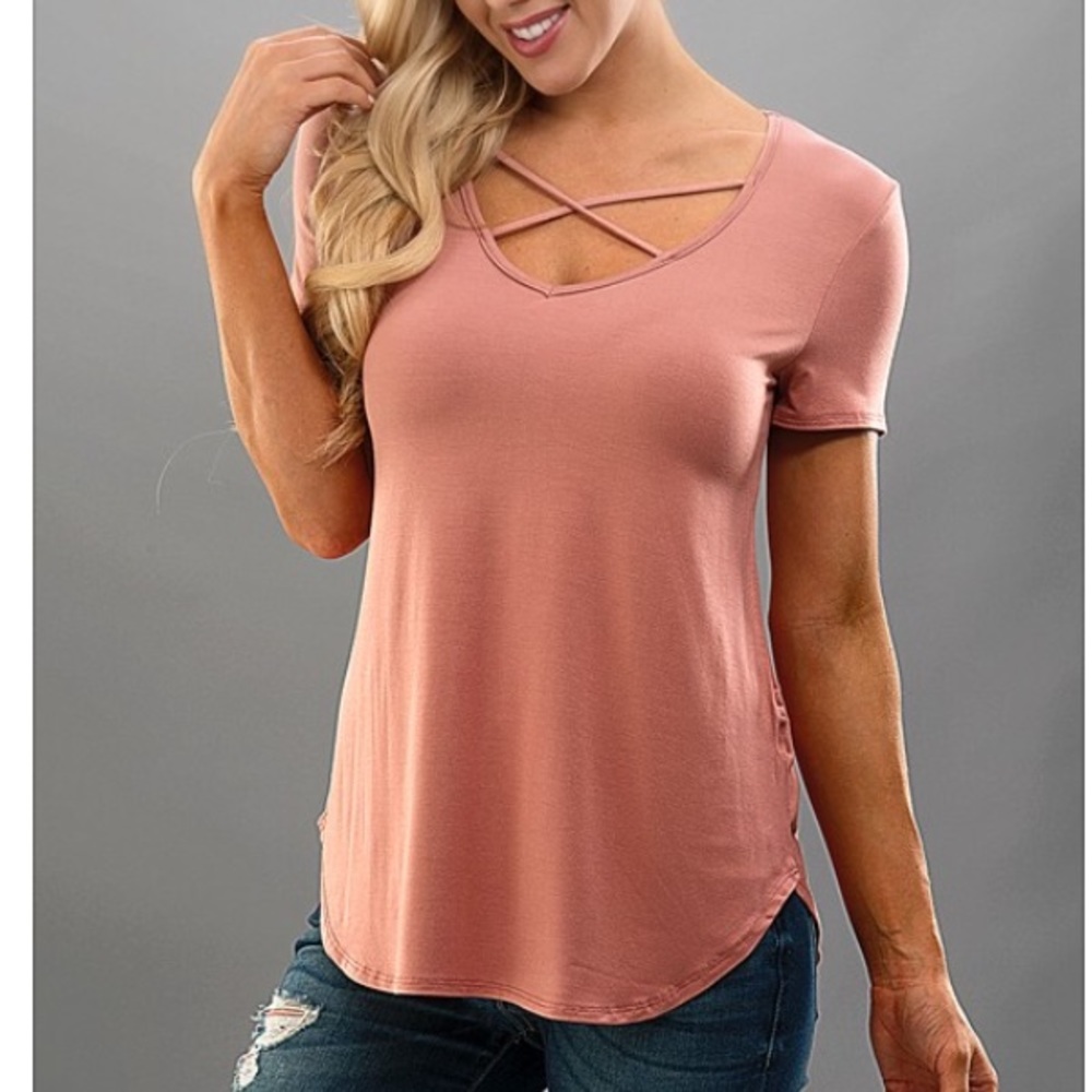 Salmon Crisscross Top