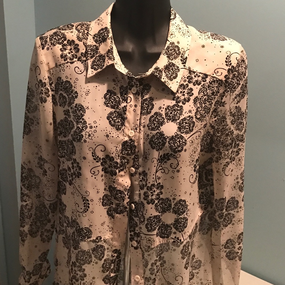 Black and white translucent blouse