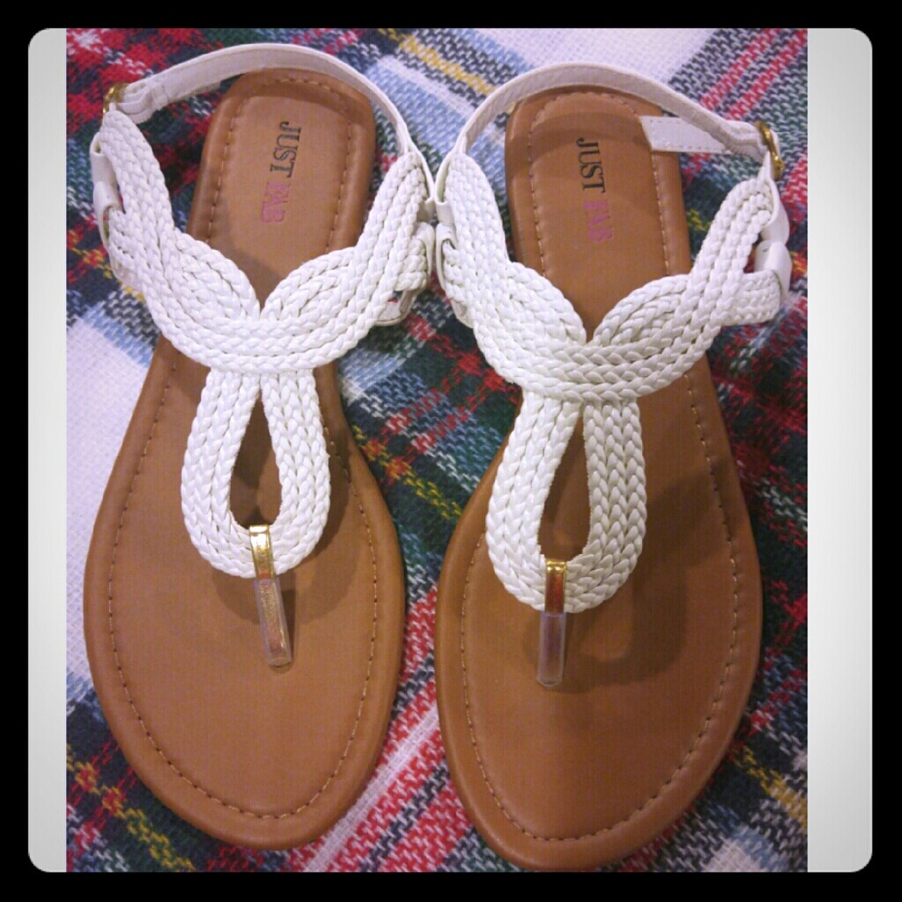 White sandals, never worn!