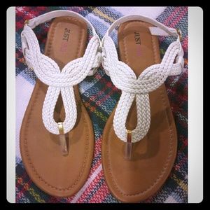 White sandals, never worn!