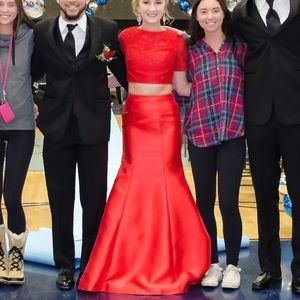 Two-piece Sz 3/4 Dave & Jonny red prom dress