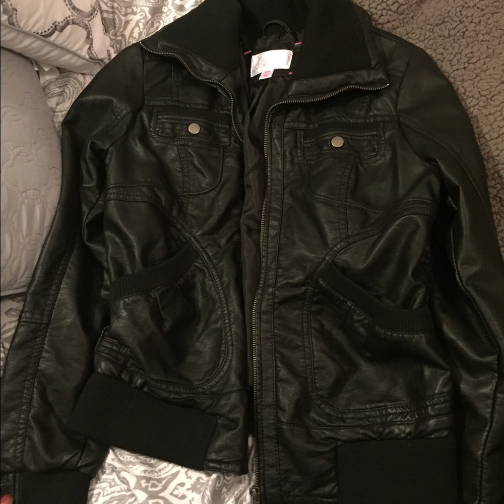 Size medium leather jacket from target.