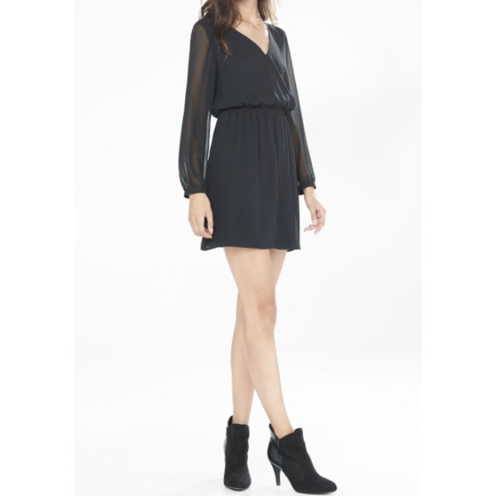Express Black sheer long sleeve dress