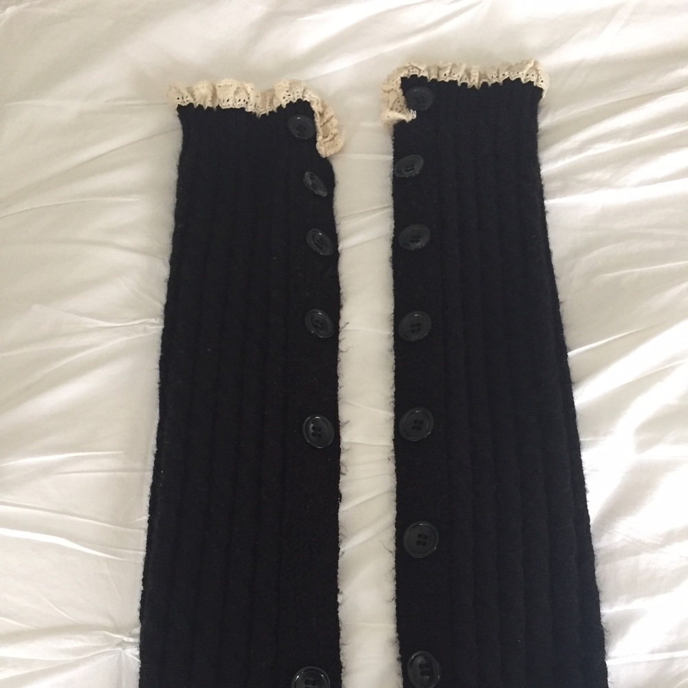 Cute black leg warmers with cream lace