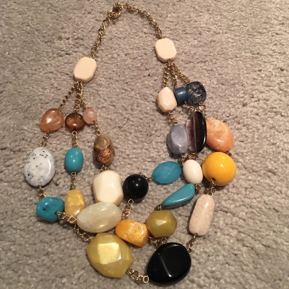 Gold necklace with beads