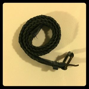 Navy Blue Braided Leather Belt