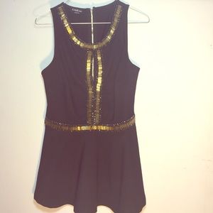 Bebe black embellished peplum top