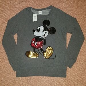 NWT gray sequined disney mickey mouse crewneck M