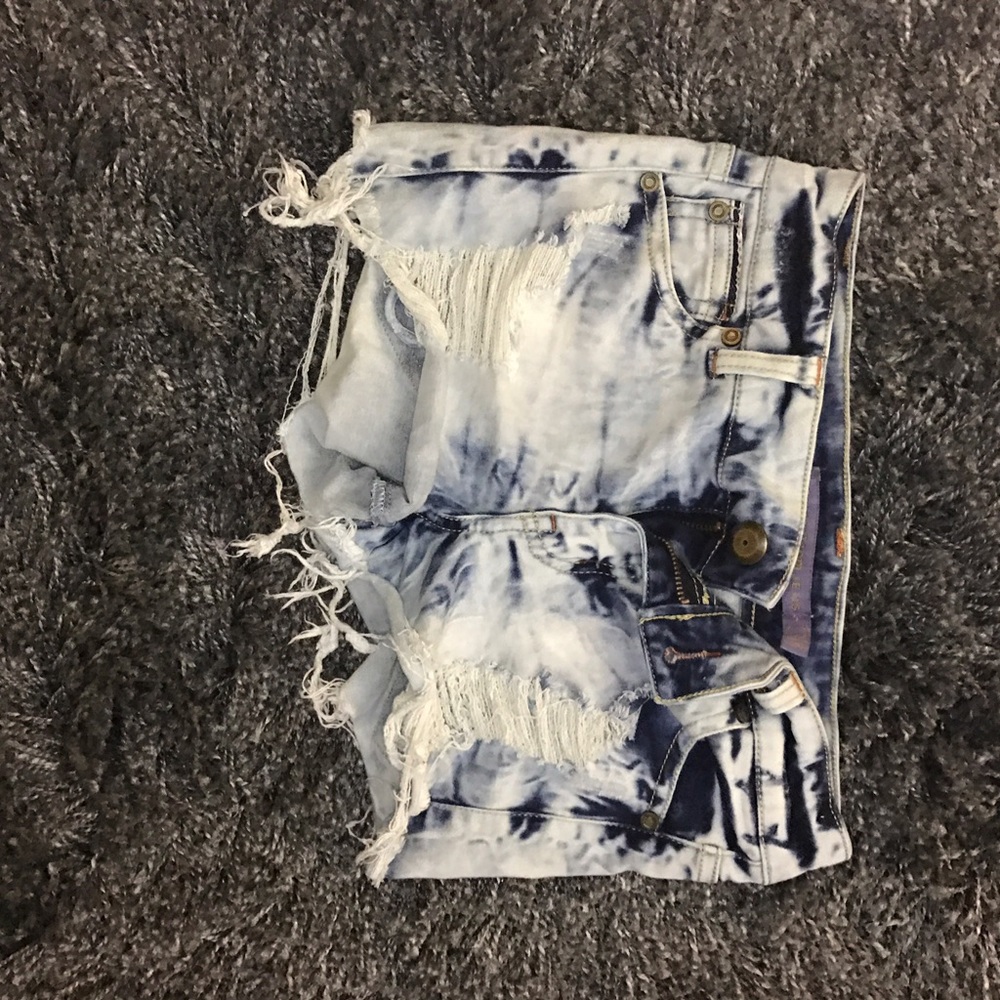 Washed out denim shorts