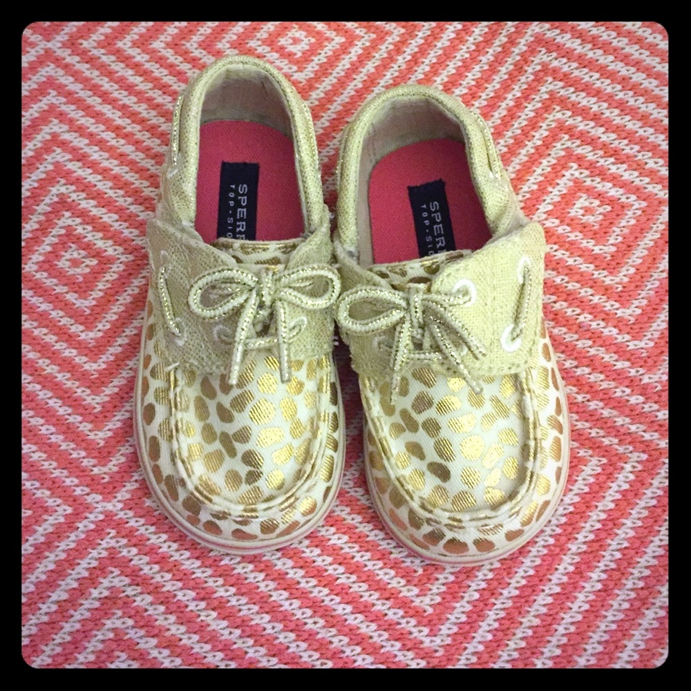Kids gold leopard sperry size 4m