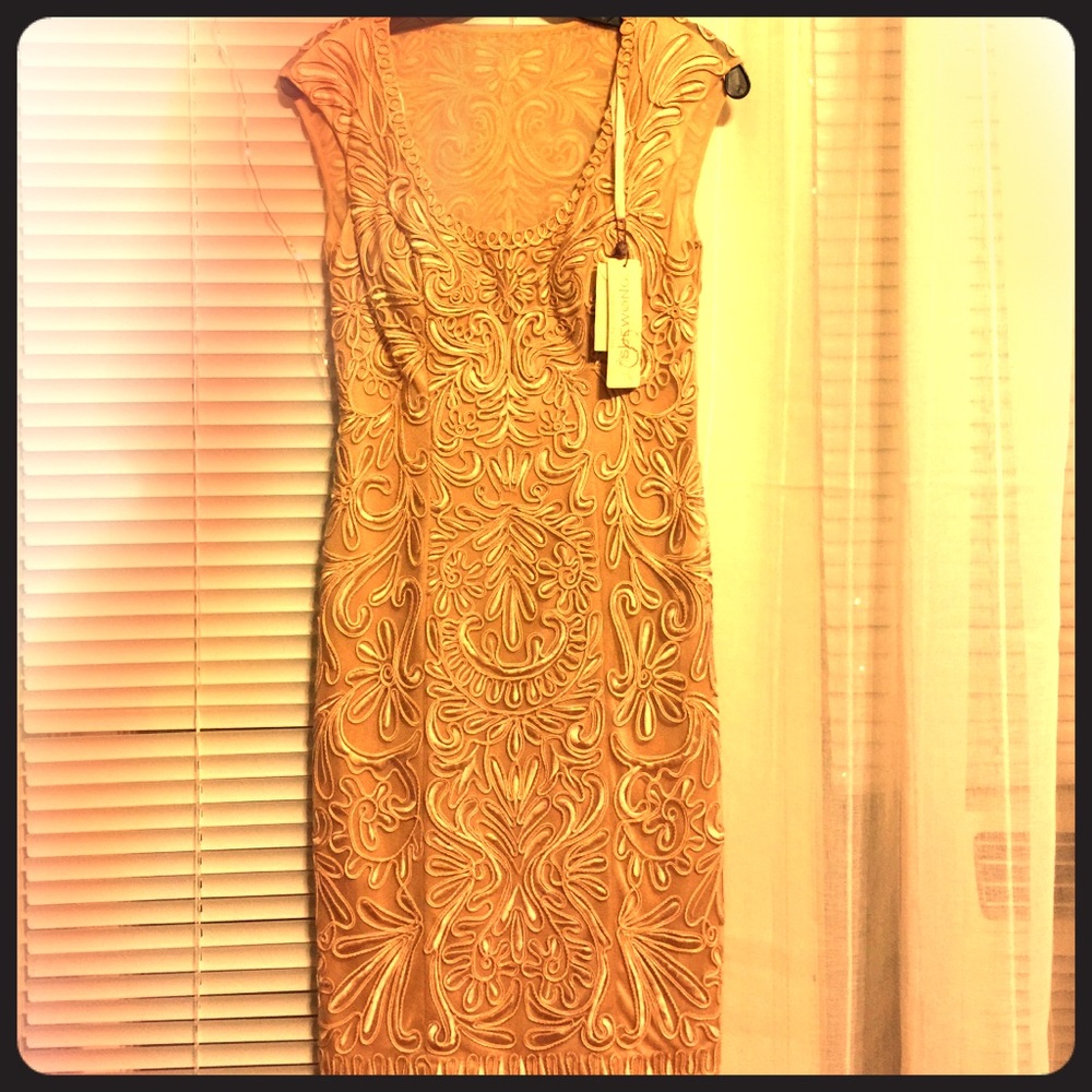 Sue Wong Embroidered Nude Dress Size 2