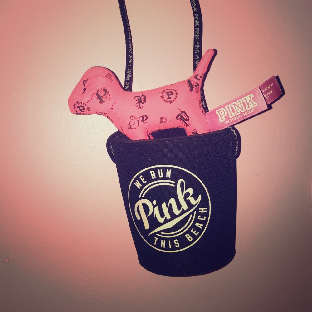PINK koozie & mini dog !!