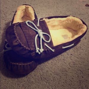 Brown Ugg suede moccasins