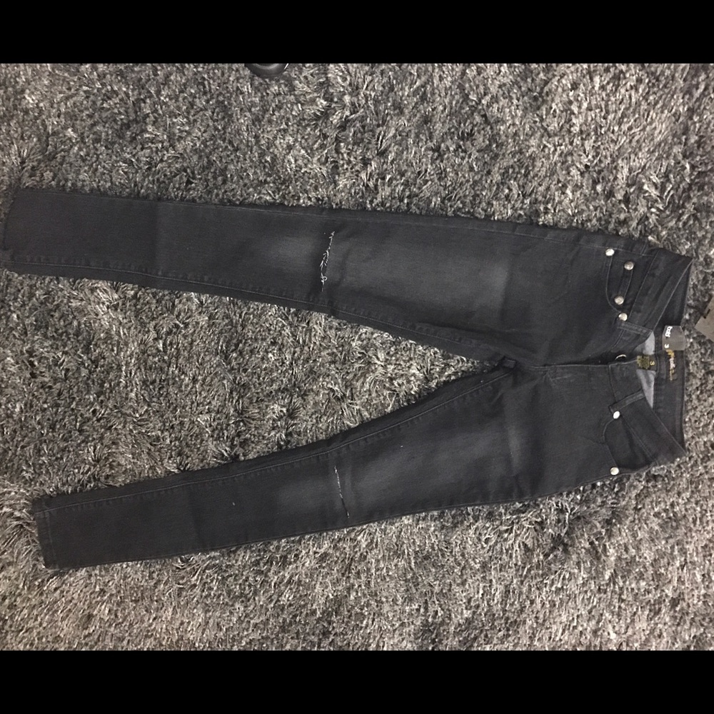 Black jeans new with knee slits