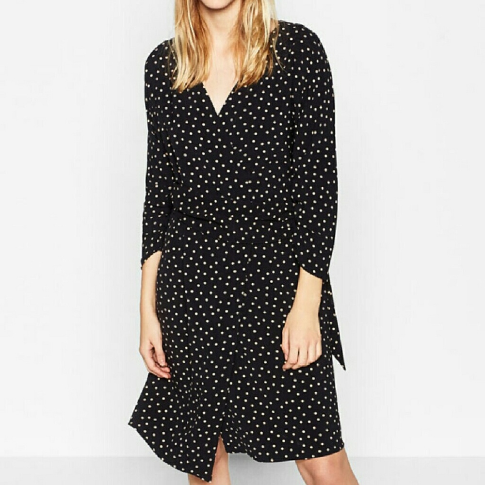 *Zara* Wrap dress with dotted pattern.