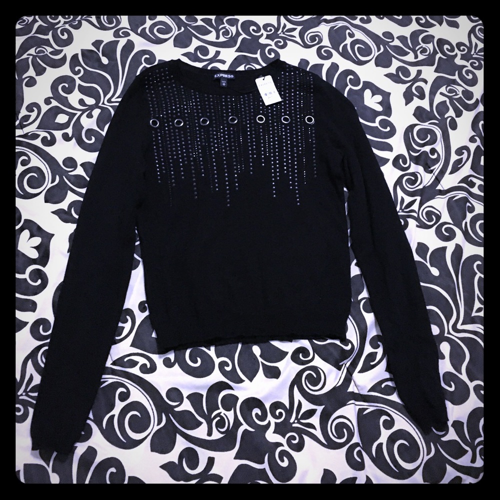 Express Sequined black sleeve top
