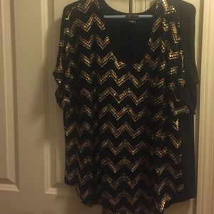 Black blouse with gold sequins