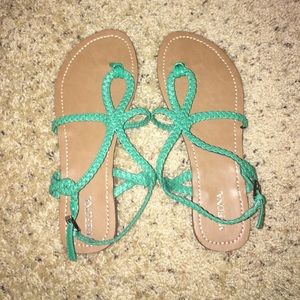 Teal Braided Sandals