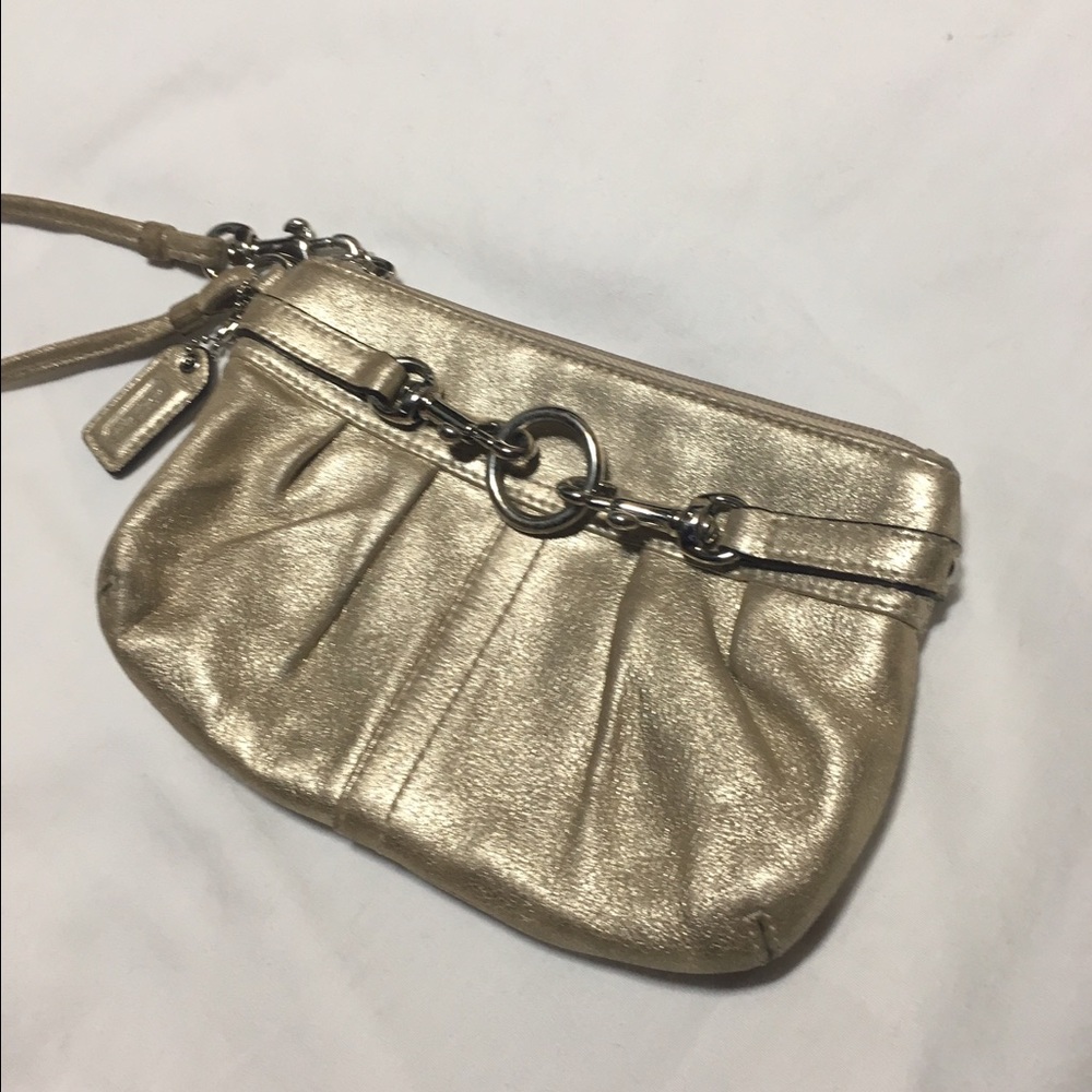 Coach Gold Leather Wristlet