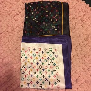 2 LV square silk scarves
