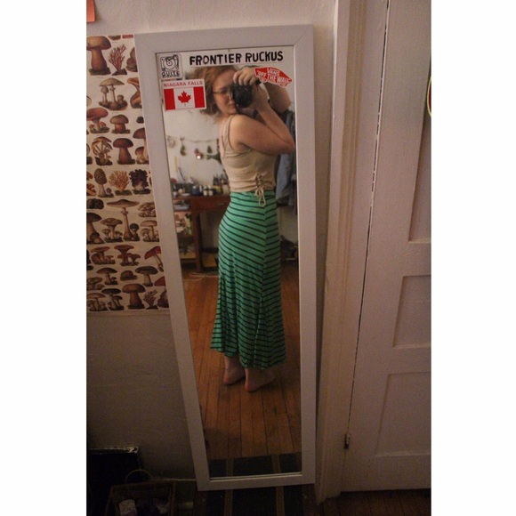Green Striped Midi Skirt - Picture 3 of 3
