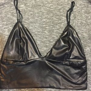 Bebe leather crop bralette
