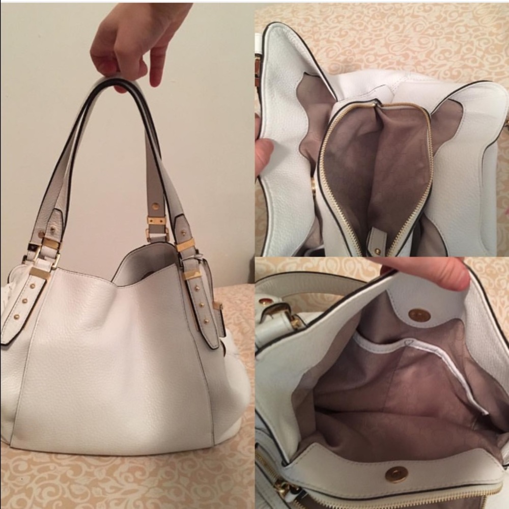Michael Kors White Bowery Shoulder Handbag