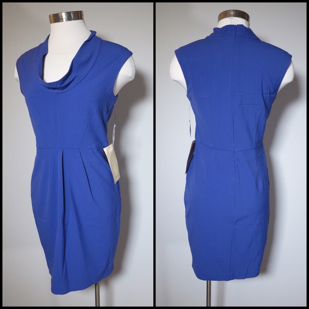 NWT Chequer draped neckline dress