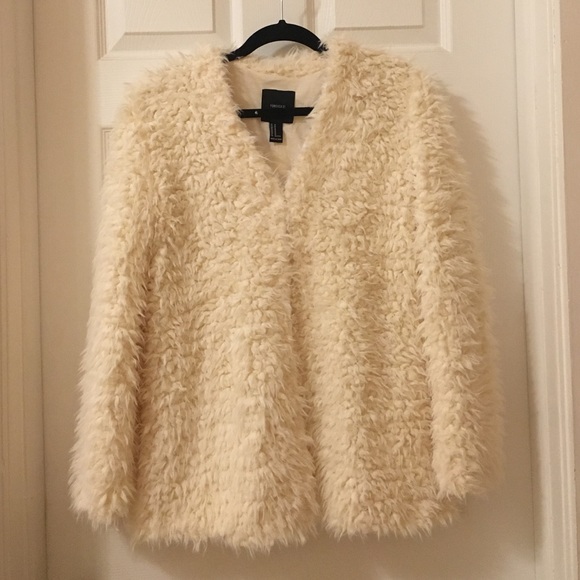 Forever 21 Jackets & Blazers - Faux Cream Fur Coat