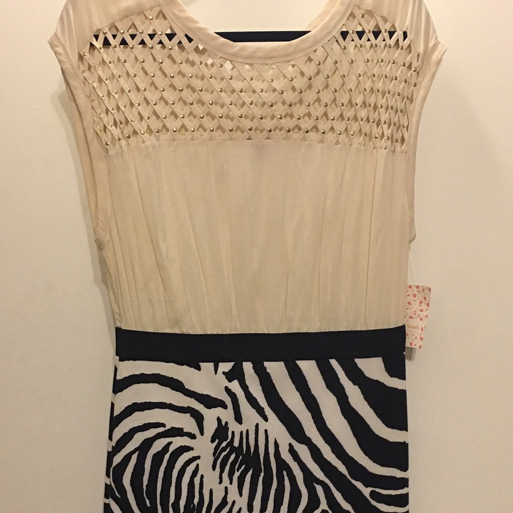 NWT Free People black zebra dress size Large
