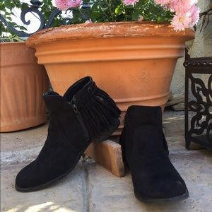 Boho Black Fringe Booties