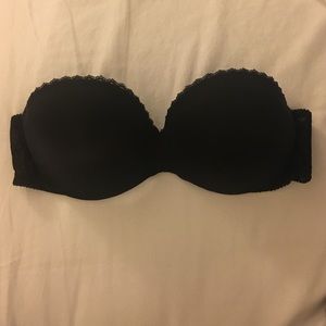 Black strapless bra.