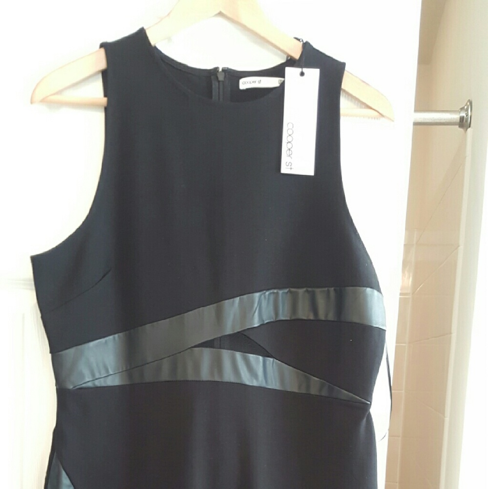 NWT Cooper Street BlK Dress w Vegan Leather detail