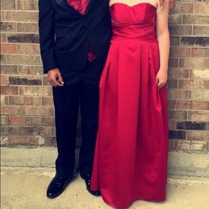 Strapless apple red prom dress