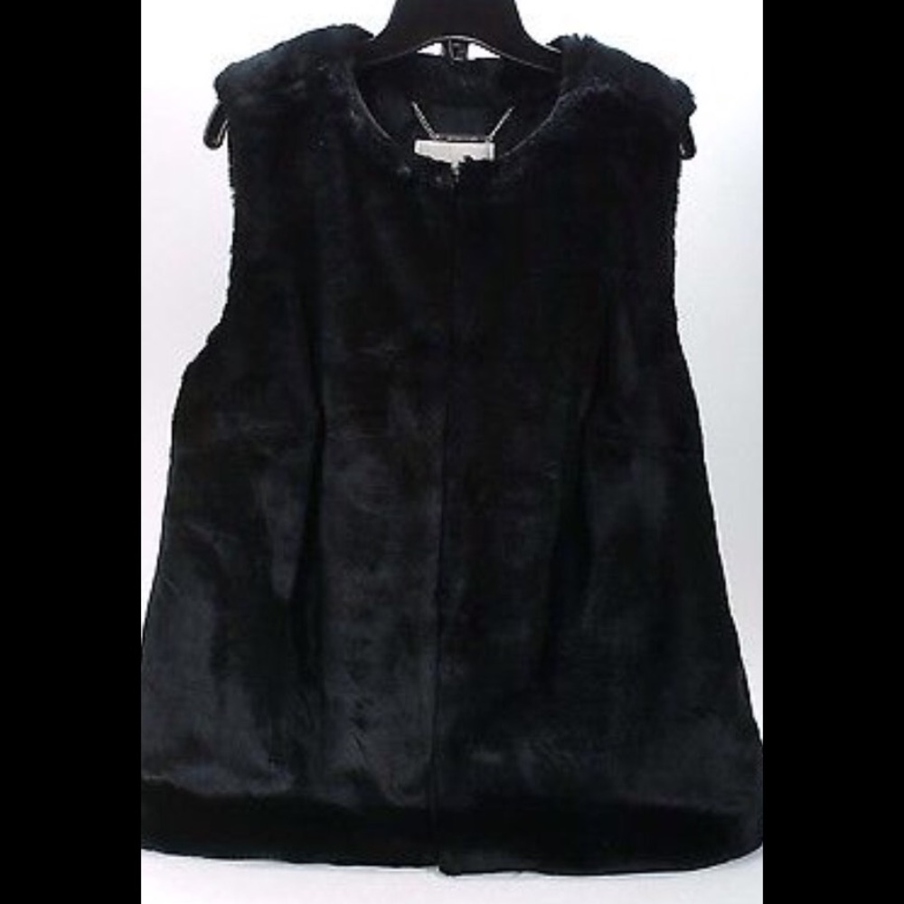 Michael Kors black faux fur sleeveless vest - Picture 3 of 4