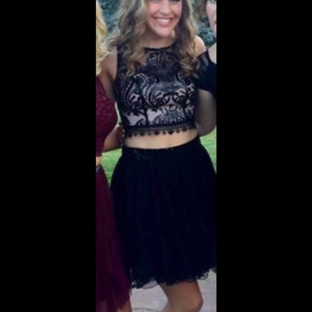 Black two piece homecoming dress