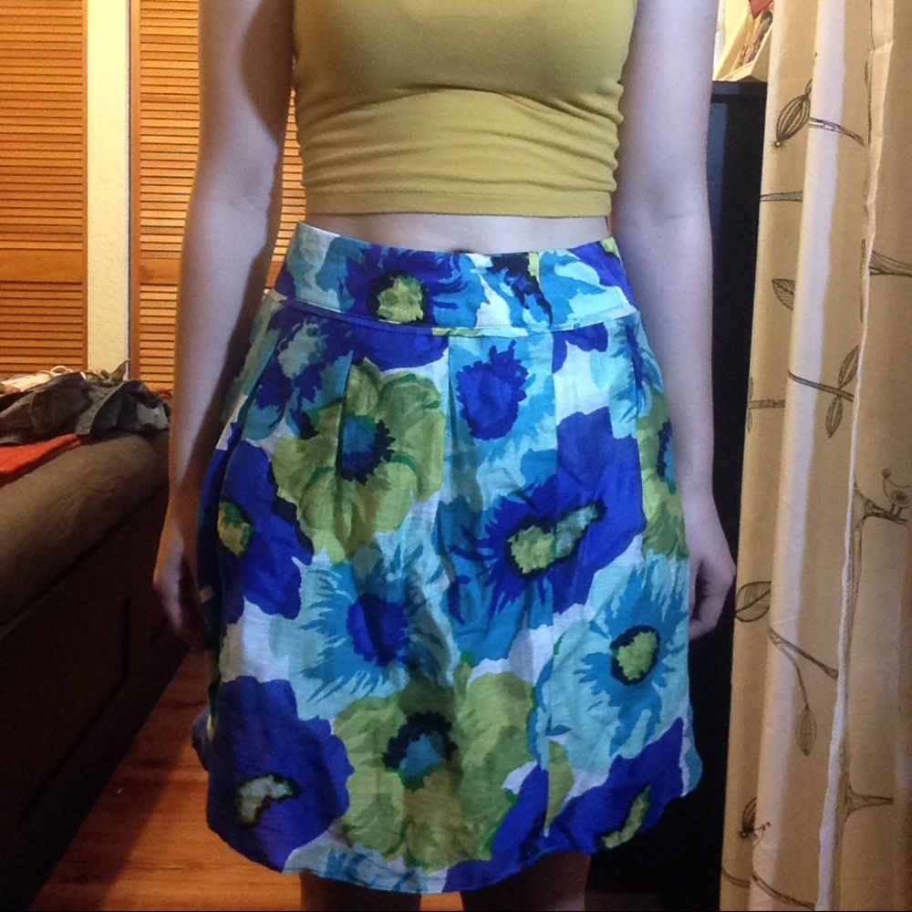 Blue and Green Floral Skirt
