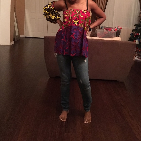 Ankara strapless top with removable sleeves small - Picture 3 of 3