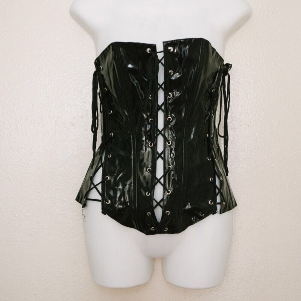 Black latex corset