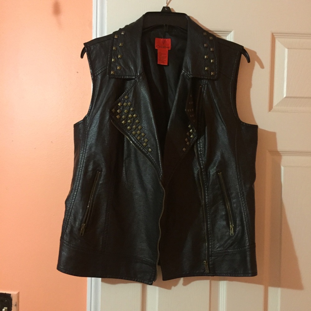 V Cristina leather vest