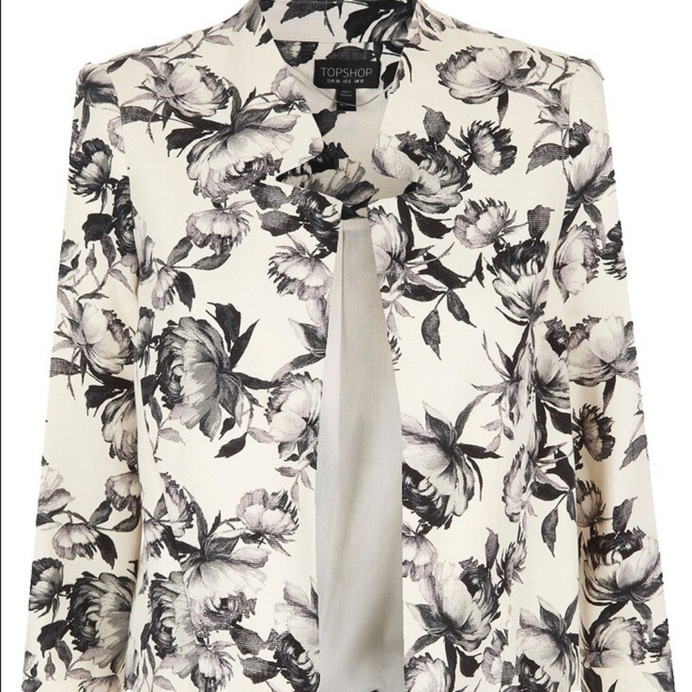 SOLD TOPSHOP Floral Notch Neck Jacket