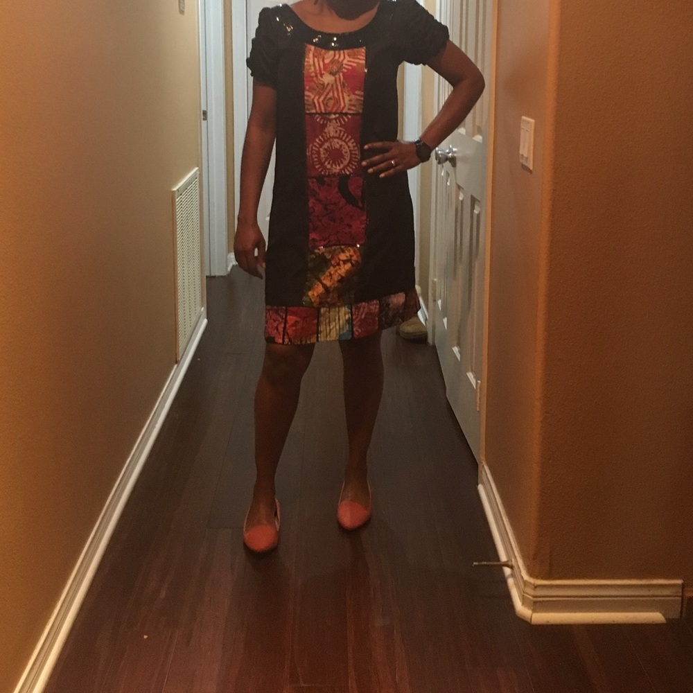 Sequin Ankara silk dress sz Medium