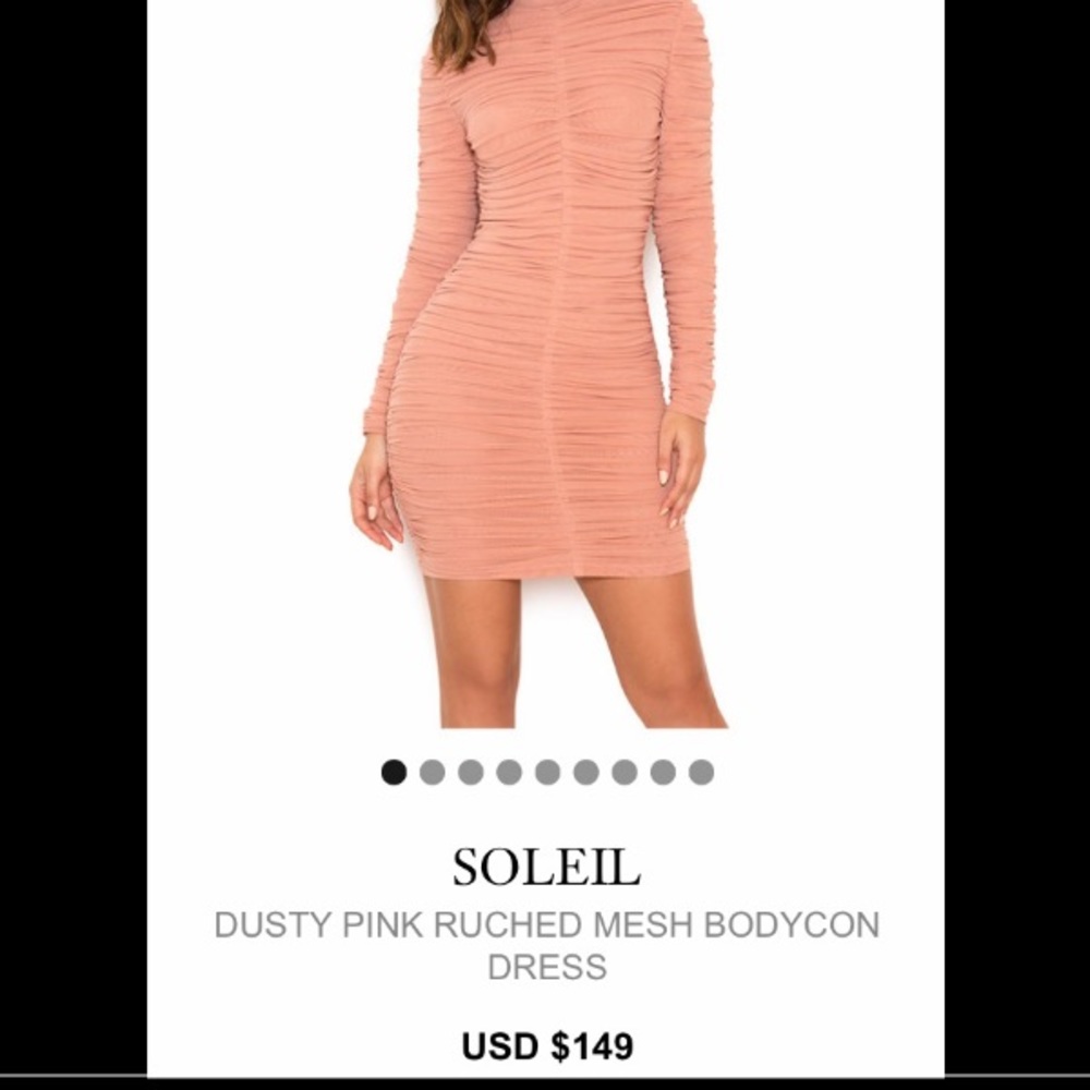 Dusty pink ruched bodycon mesh dress