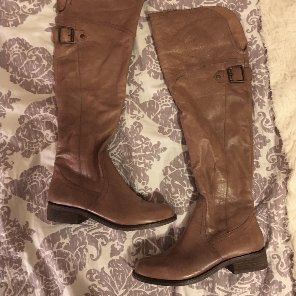Steve Madden over the knee tan boots