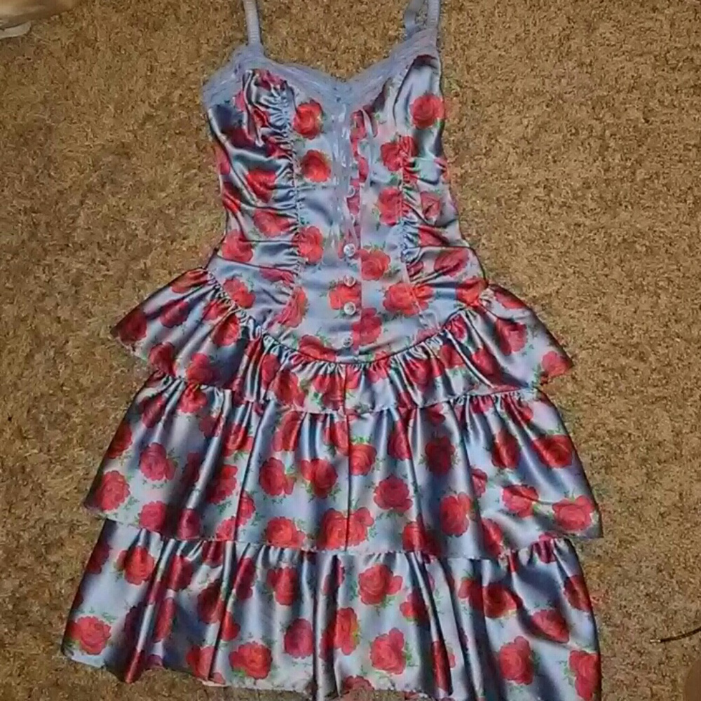 Betsey Johnson silk peplum floral dress