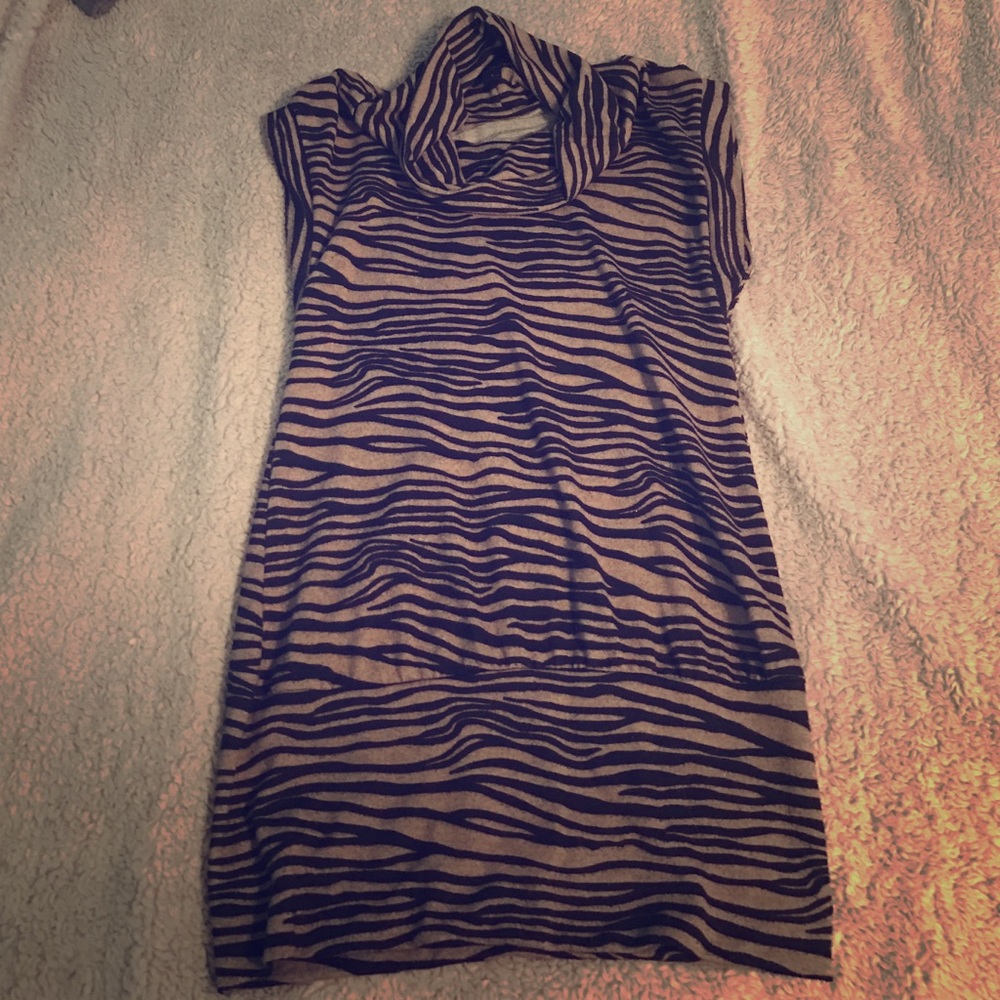 Brown and black zebra print dress