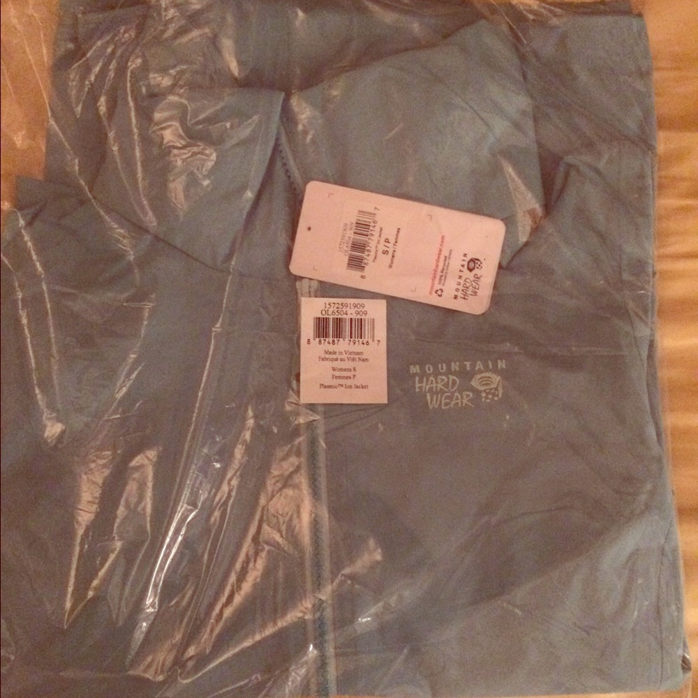 Light teal rain jacket