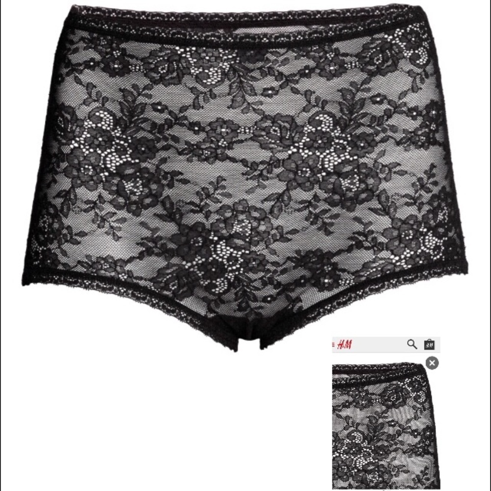 H&M Black lace high waisted light shaping panty
