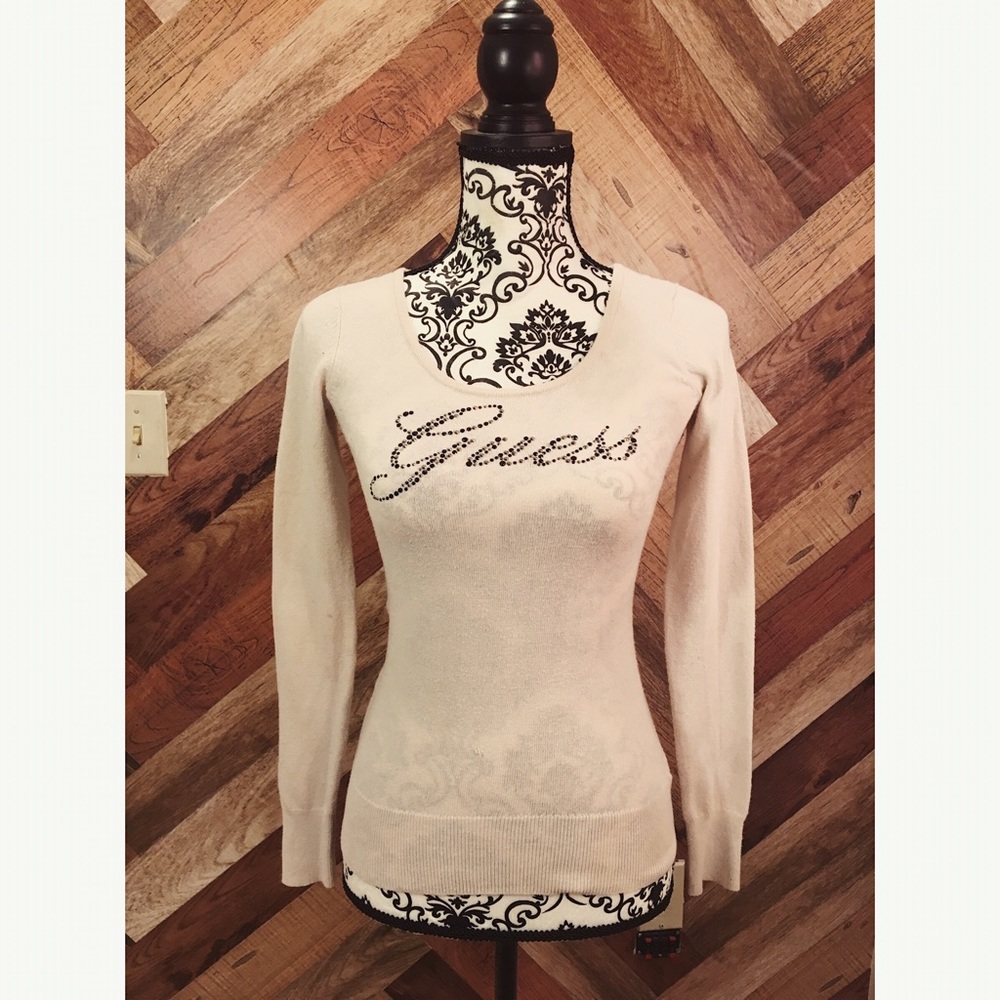 GUESS Bedazzled Top with Back Cutout