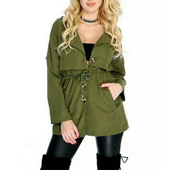 Sold Olive Trench Coat - Picture 2 of 8